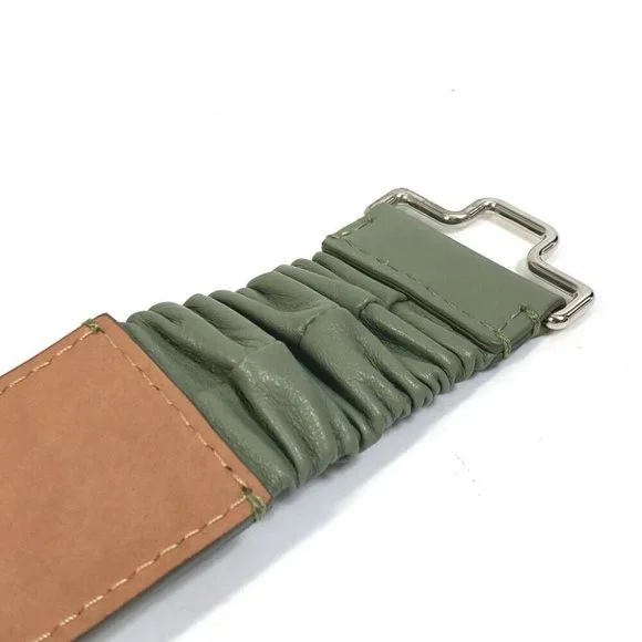 FENDI Studs Waist belt Leather khaki